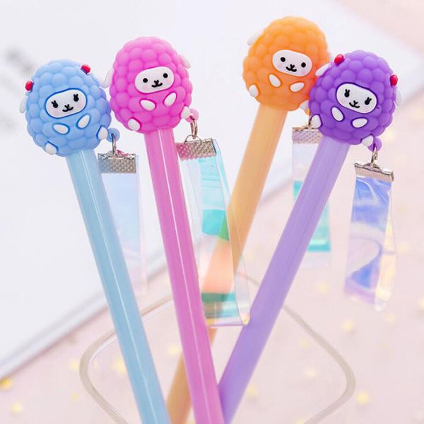 

cute little sheep radiation pendant silicone head gel pen 0.38mm needle black ink school signature pen office supplies gifts