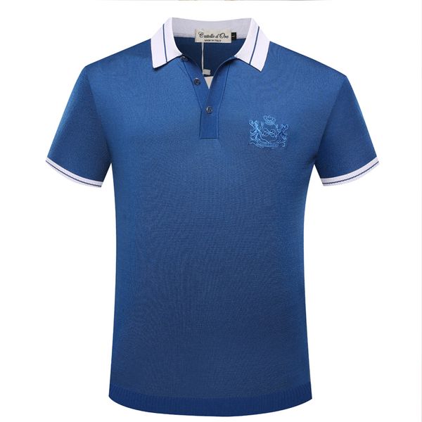 

миллиардером майка мужчин шелк 2020 лета нового прибытия моды комфорт вышивка лоскутное воротник одежды большого размера m-5xl бесплатная до, White;black