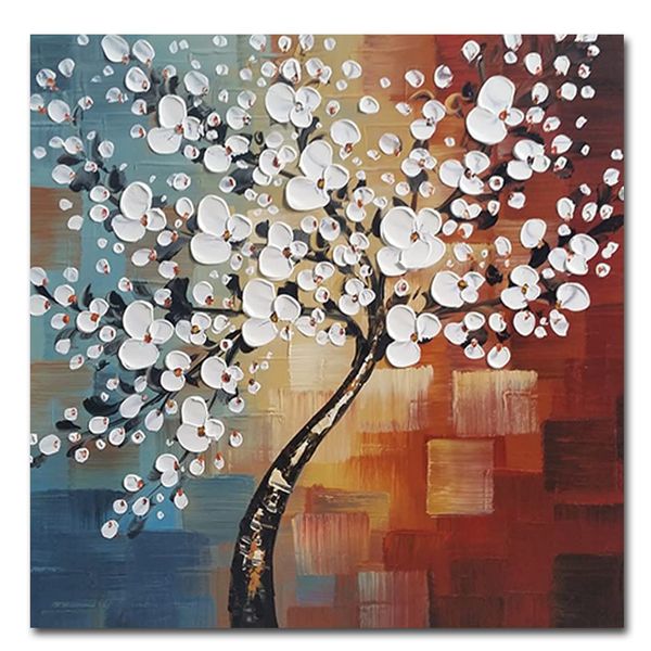 

art hand painted oil painting on canvas white flowers art for living room wall decor home canvas wall art bedroom decor
