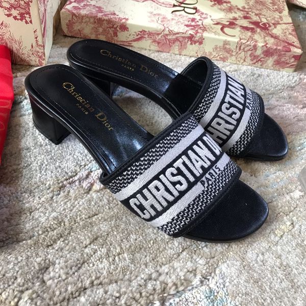 

2020d home new sandals women's font letter print out wear holiday shoes knitted embroidered flat slippers women#07, Red;white