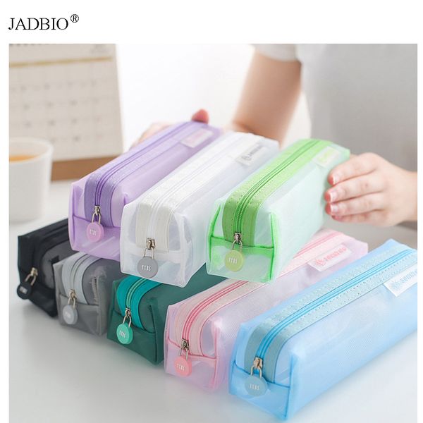 

20pcs/lot wholesale lot pencil case mesh nylon pen pouch bag pencil organizer bag box stationery school supplier price