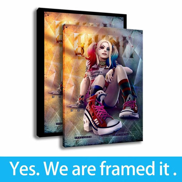 Acheter Personnage De Film Peinture Art Harley Quinn Hd Impression Sur Toile Décor De Chambre à Coucher Oeuvre Encadrée De 855 Du Artistplus