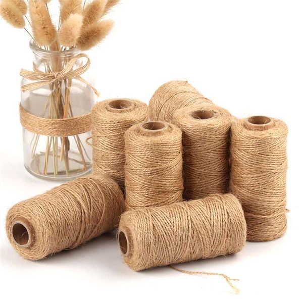 

100m jute twine diy rope linen cord jute thread yarn decor for diy toy crafts parts vintage rustic wedding decoration tools, Black;white