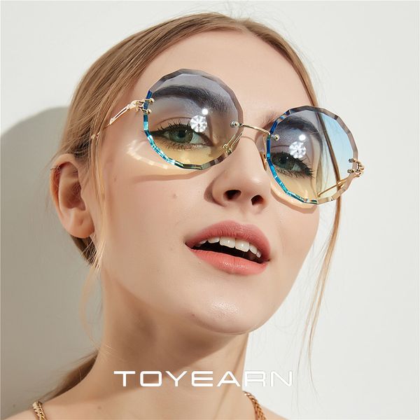 

2019 vintage sexy ladies круглые солнечные очки женщин конструктора тавра способа rimless кадров crystal clear lens солнцезащитные очки для, White;black