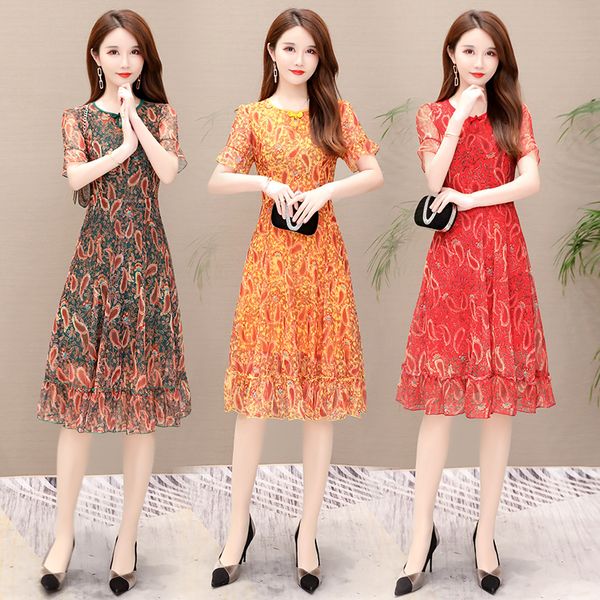

hayblst brand women dress plus size 5xl loose summer new 2019 fashion print elegant korean stysle clothing breathable lady dress, Black;gray