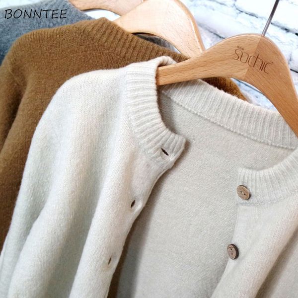 

women's knits & tees cardigan women solid crop knitted minimalist casual korean style jumper sweater female daily all-match loose, White