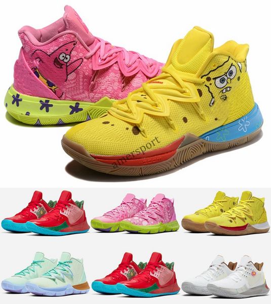 

new kyrie sponge bobs men basketball shoes 5s trainers kyrie irving 5 squidward mountain oreo friends patrick sports sneakers size 40-46, Black