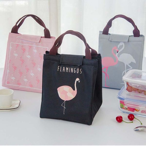 

flamingo tote thermal bag black waterproof oxford beach lunch bag picnic bolsa termica women kid men cooler new, Blue;pink