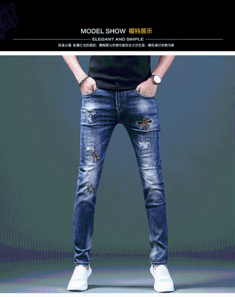 

w05462 fashion men's jeans 2020 runway european design party style men's clothing, Blue