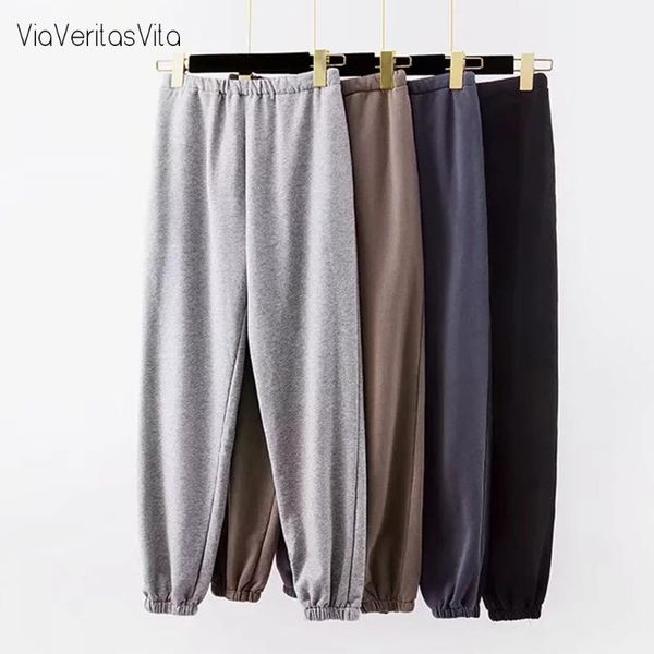 

fashion womens jogging cargo pants trousers high elastic wasit loose pants joggers gray sweatpants capris winter clothes, Black;white