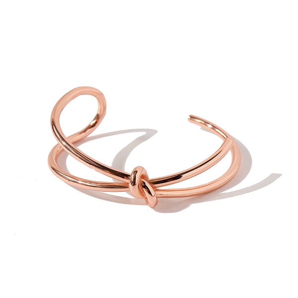 Atacado-Steel Luxo Moda de Nova Marca Abertura pulseira Amarre um nó bonito para as mulheres Charm Bracelet amor jóias