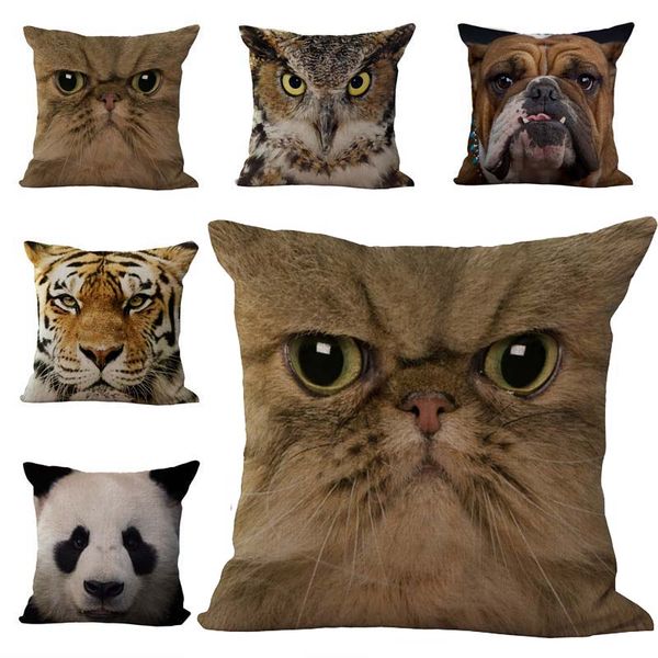 

animal dog cat tiger panda pillow cases cotton linen throw pillowcase cushion covers home sofa pillow cases bedding sets gift 240371
