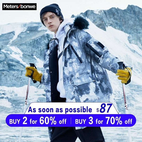 

metersbonwe 2019 down jacket men winter warm down coat camouflage long hooded man coat outwear, Black