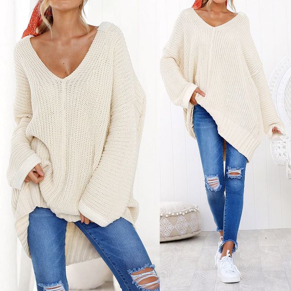 

women's sweater fashion women casual long sleeve v neck jumper wool sweaters blouse winter ladies grils women's sweater new, White;black