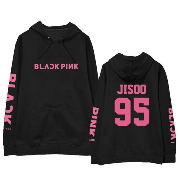 

kpop blackpink jisoo black cotton casual hoodies women men new korea popular autumn warm hooded hip hop sweatshirt women clothes