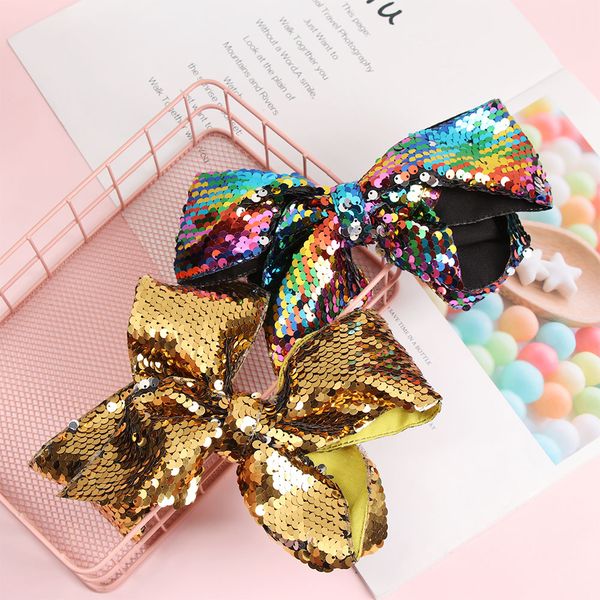

sequin big bow hair clip baby girls ribbon hairpins barrette bowknot headwear hairgrip kids cute hair accessories christmas gift, Slivery;white