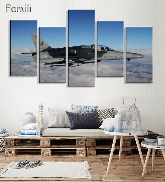 

Cuadros Painting By Numbers 5Pieces/set Modern Fighter Aircraft Canvas Painting Combat Wall Picture Art For Living Room Unframed