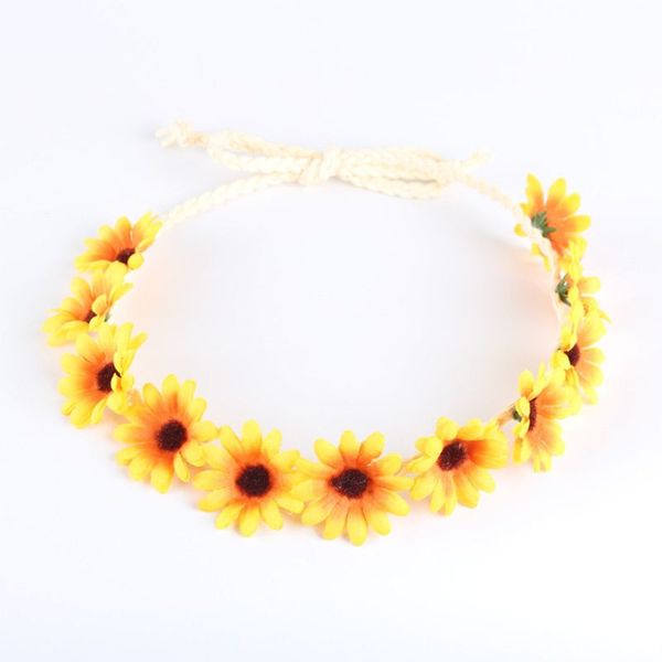 

sunflower crown hair wreath bridal headpiece festivals hair band, Golden;white