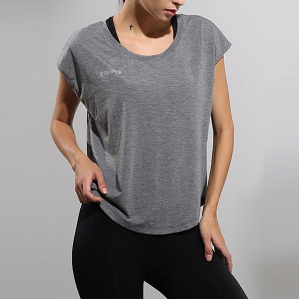 

yoga outfits women sport quick dry t shirt loose shirts workout fitness running shorts sleeve training sportswear, White;red