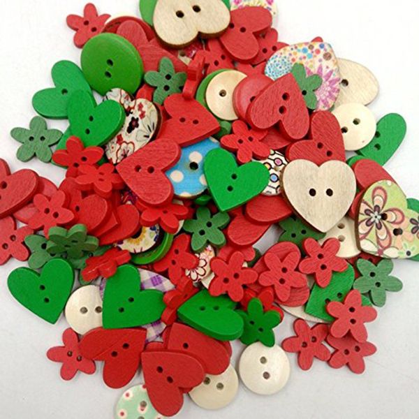 

1sets multi-clolor christmas wooden buttons sewing button kids scrapbooking diy craft wedding decoration christmas a20