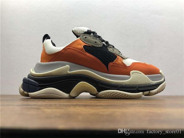 

2019 new orange luxury triple s designers low-make old sneaker trendy footwear boots mens womens lace up shoes casual shoe, Black