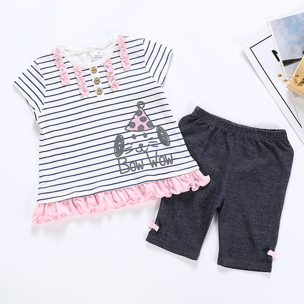 

baby girls clothes summer cotton sets for newborn baby girls outwear suits 2pcs shirts+shorts casual valentine infant girl 2020, White