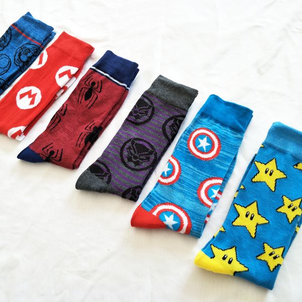 

fashion letter mens happy socks winter autumn cartoon mid-tube trend men socks 249, Black