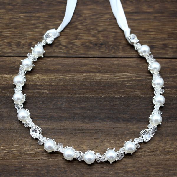 

bride headwear pearl crystal torsional bead soft chain hair band headwear bridesmaid girl evening party accessories, Silver