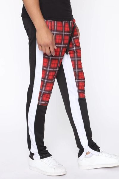 

comfortable mens pants plaid camouflage patchwork mens pants sports trousers fashion mens fitness pants new casual, Black