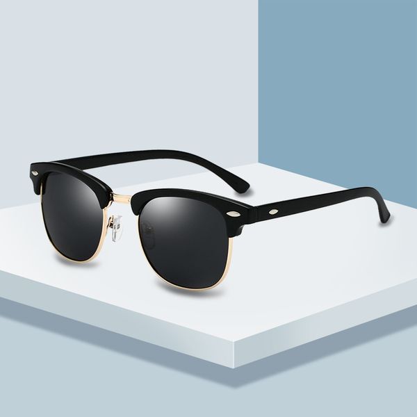 

classic polarized sunglasses men women retro brand designer semi-rimless sun glasses rice nail female male fashion oculos z005, White;black