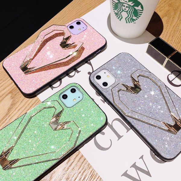 

new 3d fashion leather love bracket phone case for iphone 11 pro promax x xs xr 7 8 plus mobile phone case