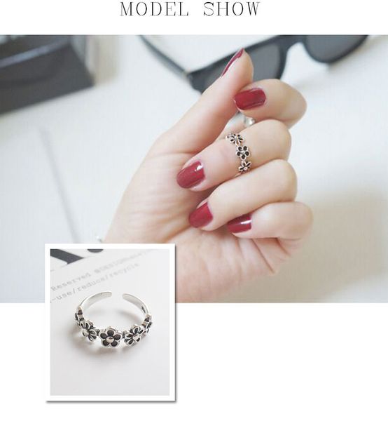 

vintage flower s925 pure silver open rings for women girl lover party gift hollow sun flower ring silver jewelry accessories, Slivery;golden