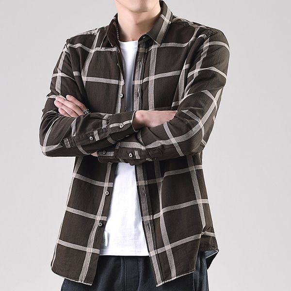 

men's casual shirts 2021 japanese style wide stripe shirt personality long sleeve street wear pure cotton flannel men, White;black
