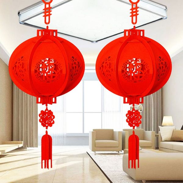 

2019 new year decoration non-woven palace lanterns felt three-dimensional blessing lanterns pendant car decoration