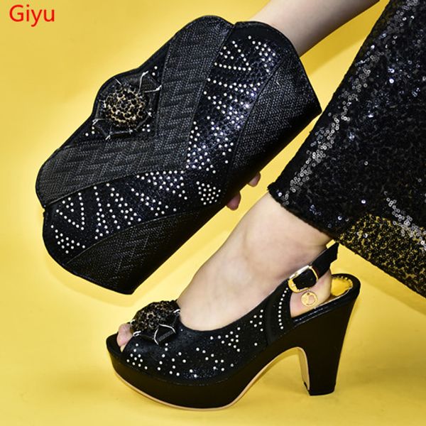 

doershow new black color african matching shoes and bags italian in women nigerian party shoe and bag sets women shoes hlc1-35