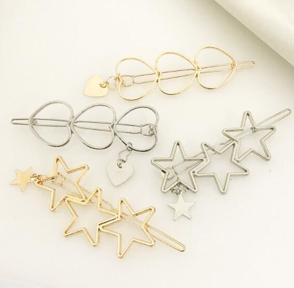 Dhl Fashion Heart Star Hairpin Headdress Wedding Hollow Golden