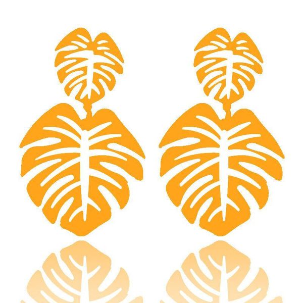 

big leaves beach designer earrings exaggerated alloy women earrings hollow fashion earring retro luxury earring wholesale, Silver