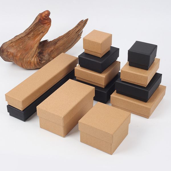 

5x5x4cm 22.5x5x3cm vintage kraft paper earrings bracelet necklace jewelry box heaven and earth cover gift box can be customized logo