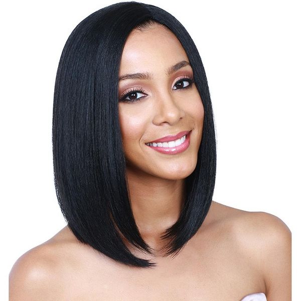 Parrucca europea e americana di moda stile africano di alta qualità da donna nera con capelli corti e lisci realistici naturali