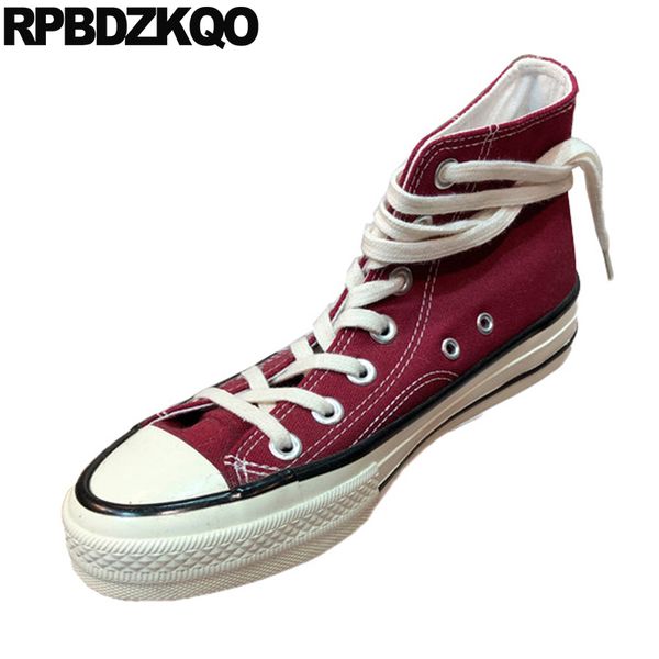 

white flats trainers plain canvas shoes old peking cloth women sneakers lace up red wine denim jeans high breathable casual, Black