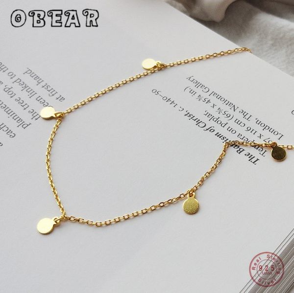 

obear 100% 925 sterling silver minimalist geometric bright disc choker necklace for fashion women boho jewelry gift
