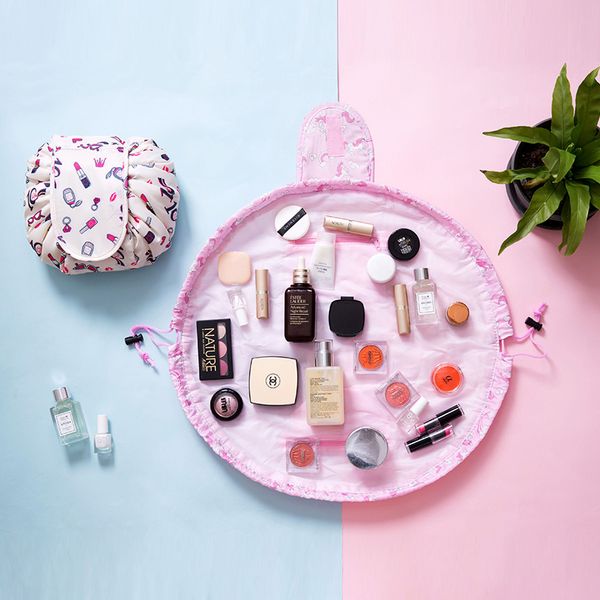 

large capacity lazy cosmetic bag portable drawstring makeup storage bag travel organizer simple wash