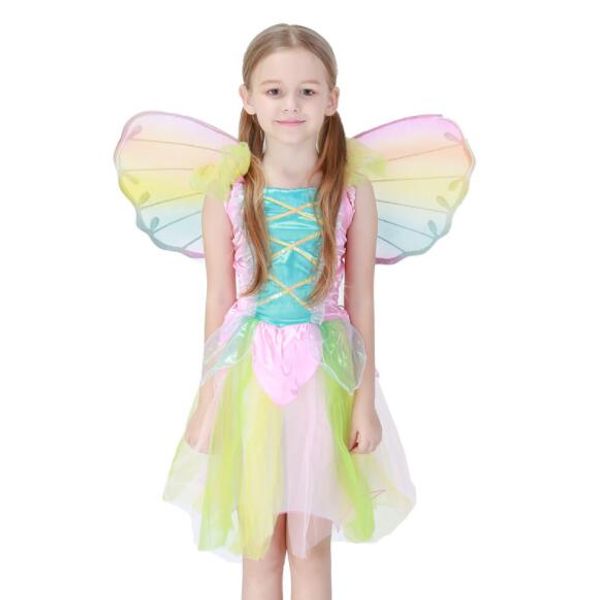 

kid princess dress flower girls stage role acting dress halloween chrismas carnaval cute rainbow angel skirt costume a115, Black;red