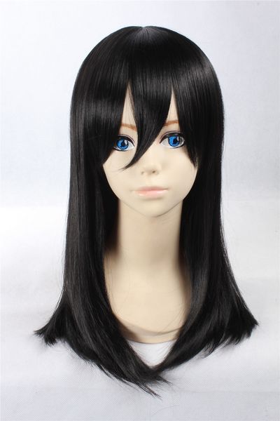 

cosplay wigs attack on titan child mikasa ackerman long black halloween wig