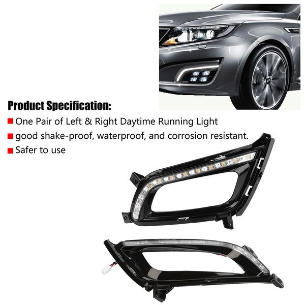 

1 пар 12v 0.5w автомобиль дневного света сигнал поворот 2-цветный drl led fog lamp для kia optima k5 2014-2015 автомобильных аксессуаров