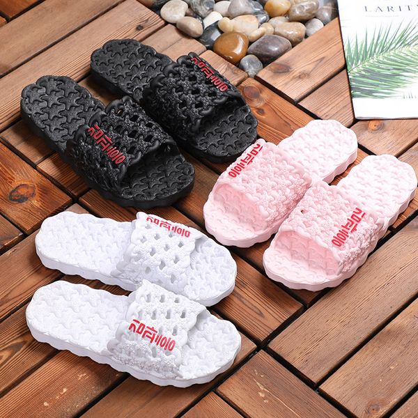 

new style indoor bathroom antiskid slippers for lovers family soft bottom slippers for men and women at home korean, Black