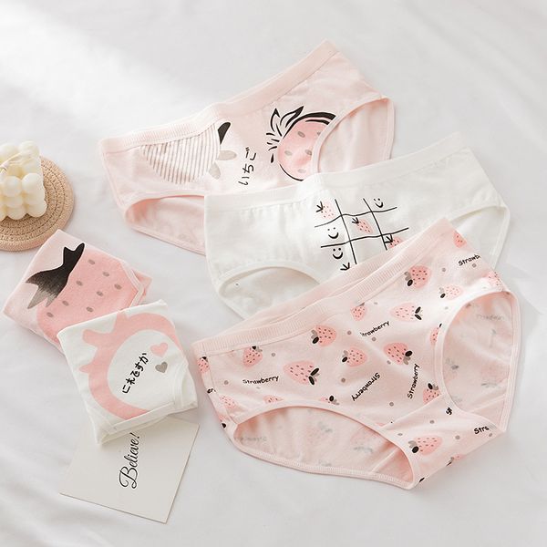 

4 pcs/lot 10-20y children underwear cotton girls panties cute strawberry pattern kids briefs child soft girl pants, Camo