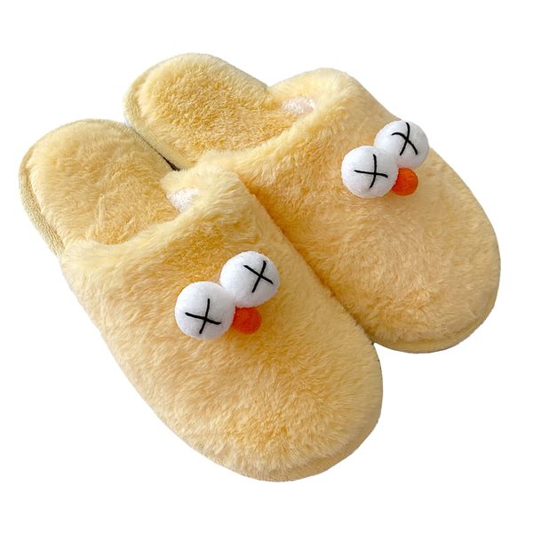

cartoon women winter slippers cute plush womans shoes zapatos de mujer fleeces indoor sandles warm style flip flops basic, Black