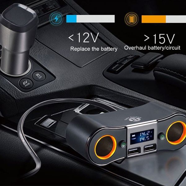

multi car 2 way cigarette lighter socket extension splitter usb charger dc12v24 usb car charger cigarette lighter adapter 2019