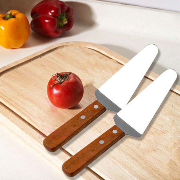 

wooden handle stainless steel pizza cake shovel baking tool triangle cheese cake shovel